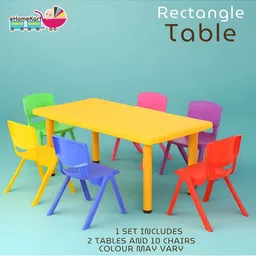 Ehomekart Kids 2-Pcs Rectangle Shaped Study Table With 10 chairs-13