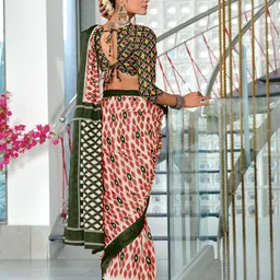 DIVASTRI Ethnic Motifs Block Print Saree image 3