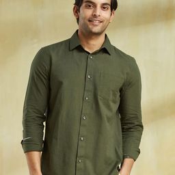 Fabindia Men Slim Fit Spread Collar Solid Casual Shirt-image-21