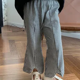 LULU & SKY Girls Checked Flared High-Rise Trousers-image-51