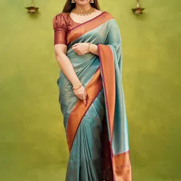 AMRUTKALA SAREES Woven Design Zari Banarasi Saree-image-50