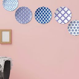 THE QUIRKY HOME 5 Pieces Blue & White A World Of Ceramic Wall Plates-32