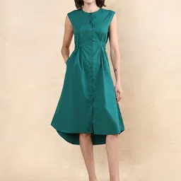 RAREISM Women Round Neck Cotton A-Line Dress-image-63