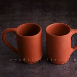 Swadeshi Blessings Red Solid Terracotta Matte Mugs Set of Cups and Mugs-28