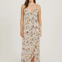 LULU & SKY Women Floral Printed Ruffled Maxi Sheath Dress-picture-27