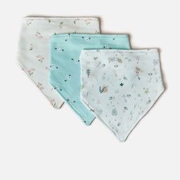 Juniors by Babyshop Infant Girls Pack Of 3 Floral Printed Cotton Bibs-image-5