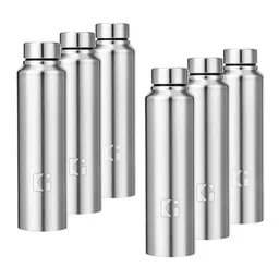 Kuber Industries Silver-Toned 6 Pieces Stainless Steel Water Bottle 1L-35
