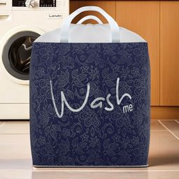 Myntra Elegant Homes Navy Blue & White Printed Foldable Laundry Bags - 106 L-58