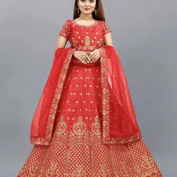Aika Embroidered Thread Work Semi-Stitched Lehenga & Unstitched Blouse With Dupatta-picture-29