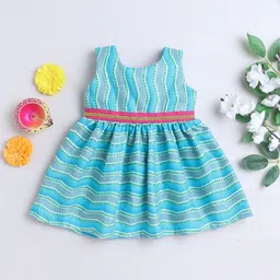 MANY FROCKS & Girls Striped Fit & Flare Dress-12