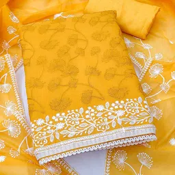 LeeliPeeri Designer Embroidered Art Silk Unstitched Dress Material-image-58