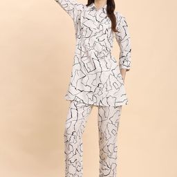 Noia Abstract Printed Shirt Collar Tunic With Trouser Co-Ords-picture-8