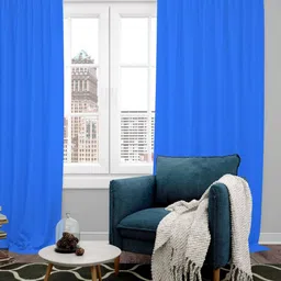 Parda Online Blue Set of 2 Black Out Long Door Curtain-53