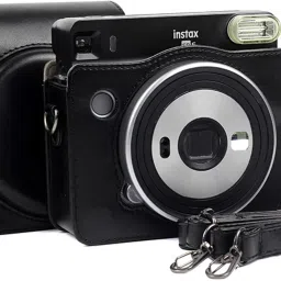 SHOPIZONE PU Leather Camera Bag For Instax Square SQ6 With Strap Black Camera Bag image 4