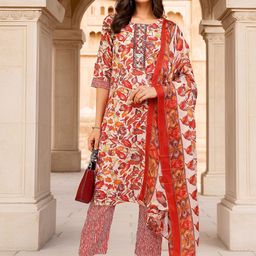 Banwaree Women Floral Printed Kurta with Trousers & Dupatta-image-47