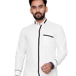 MAN'S SUITUP Men Classic Solid Button-Down Collar Cotton Casual Shirt-image-8
