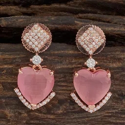 Kushal's Fashion Jewellery Rose Gold-Plated Cubic Zirconia Heart Shaped Drop Earrings-25