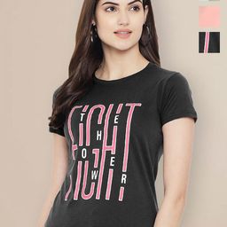 Metronaut Women Typography 3 Printed Applique T-shirt-image-84