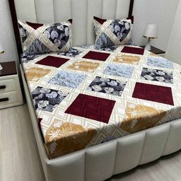 Pure Decor Amulya White & Brown Floral Printed 210 TC Queen Bedsheet Set 2.28 m x 2.54 m-image-56