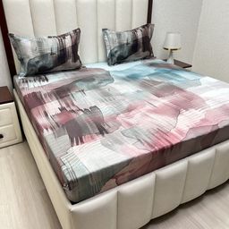 Pure Decor Majestic Pink Printed Pure Cotton 300 TC King Bedsheet Set 2.74 m x 2.74 m-image-53