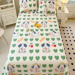JC HOME White & Green Printed 220 TC Pure Cotton King Bedsheet Set- 2.0 m x 2.3 m-image-48