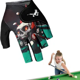 Left Hand Open Finger Pool Glove Ice Silk Nylon Skull Print Microfiber Palm Pool Table Pocket-image-10