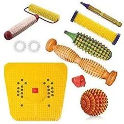 ACUPRESSURE LIFE STYLE Wooden Foot Roller Acupressure tools Wooden Foot Roller Acupressure Magnetic Stress Mat Combo Kit Massager-15