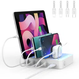 Soopii Smart Charging Station Dock & Organizer for Smartphones, Tablets & Other Gadgets - 4-Port Compact Multiple USB Charger with Charging Status Indicator Charging Pad-10