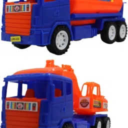 Set of 2 Combo Friction based Blue|Orange JCB and Blue|Orange oil tanker trucks-17