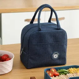 Portable and Reusable Insulated Nylon Lunch Bags Women Carrying bag ( Blue ) Waterproof Lunch Bag-image-15