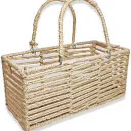 Handcrafted Jute Rope Basket with Dual Handles Jute, Iron Fruit & Vegetable Basket-81