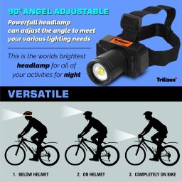 trillsun Rechargeable Head Torch LED Flashlight Adjustable Zoom Headlamp Torch image 5