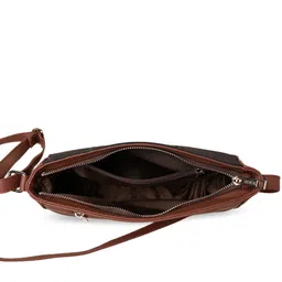 ZOUK Pink Geometric Striped Structured Sling Bag with Quilted image 5