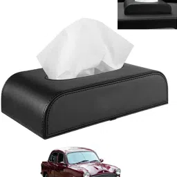 Black Tissue Holder Leatherite/Include Tissue/Save Space For Home/Car/Office-18 Vehicle Tissue Dispenser-image-36