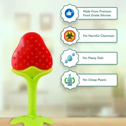 kidbea Apple, Strawberry & Grapes Shape Silicone Baby Teether Teether image 4