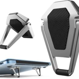 POZUB Premium Metal Folding Portable Laptop Stand Non -Slip Base Table Risersfor Laptop Keyboard Desk Stand Cooling Pad Foldable Laptop Stand Portable Invisible Laptop Stand-19