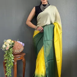 V3 FASHION STUDIO Womens Pure Crepe Ready to Wear Jamdani Saree-image-9