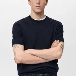 MANGO MAN Pure Cotton Knitted T-shirt-image-34