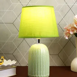 TAYHAA Green Textured Ceramic Contemporary Frustum Shaped Table Lamp-17