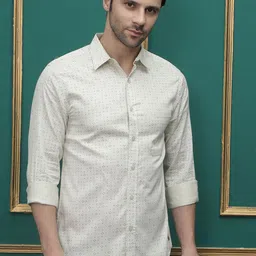 JAKANARY Men Premium Fit Conversational Printed Spread Collar Casual Shirt-image-83