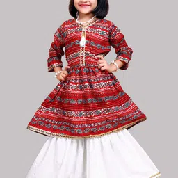 satyamfab Girls Floral Printed Gotta Patti Anarkali Kurta With Palazzos-image-9