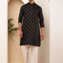 MULTI SHADES Floral Woven Design Mandarin Collar Straight Kurta-image-95