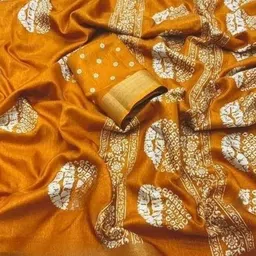 J 6 DESIGNER Bandhani Woven Design Zari Saree-picture-1