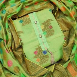 HERE&NOW Floral Woven DesignBanarasi Jacquard Unstitched Dress Material-image-48