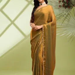 VRAGI Embroidered Pure Chiffon Saree-picture-17
