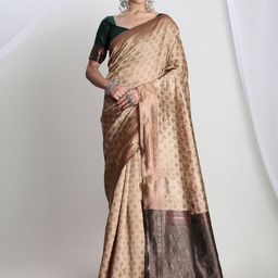 Janasya Ethnic Motifs Woven Design Zari Banarasi Saree-picture-27