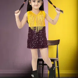Miss & Chief Girls Embellished Fringed A-Line Party Dress-image-44