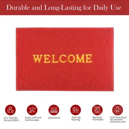 Kuber Industries Set Of 3 Red Anti-Skid Doormats image 5