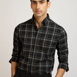 PB & J Checked Spread Collar Cotton Shirt-image-55