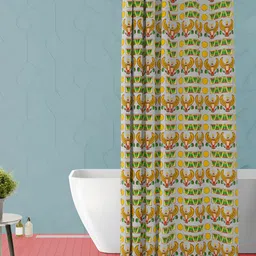 ArtzFolio Green and Beige Geometric Printed Waterproof Shower Curtain-image-55
